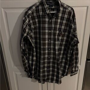 Ralph Lauren Golf Shirt Button Up Long Sleeve Colorful Multicolor Plaid …size XL